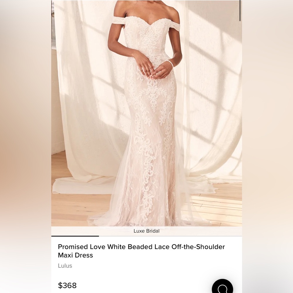 Lulu's White Beaded Lace Off-the-Shoulder Maxi Dress